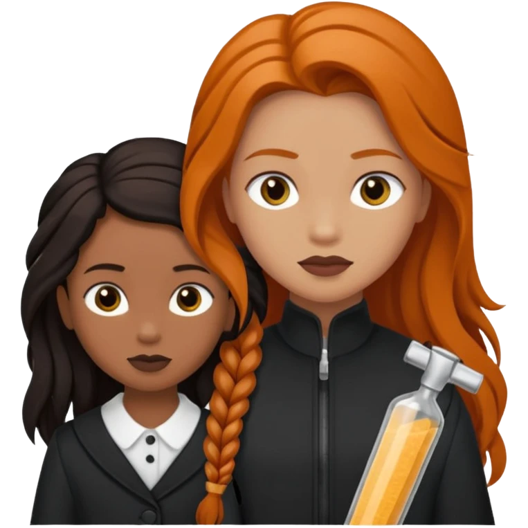 Genre moi un garçon noir roux avec un haut noire et des vanilles qui fait un câlin à. Une fille noir clair avec de longue tresses et un haut noir  emoji