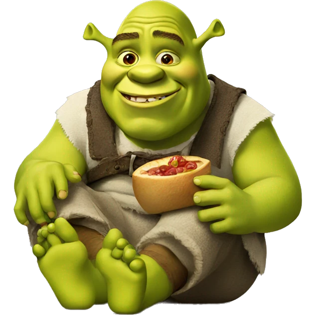 Shrek eating his toes emoji