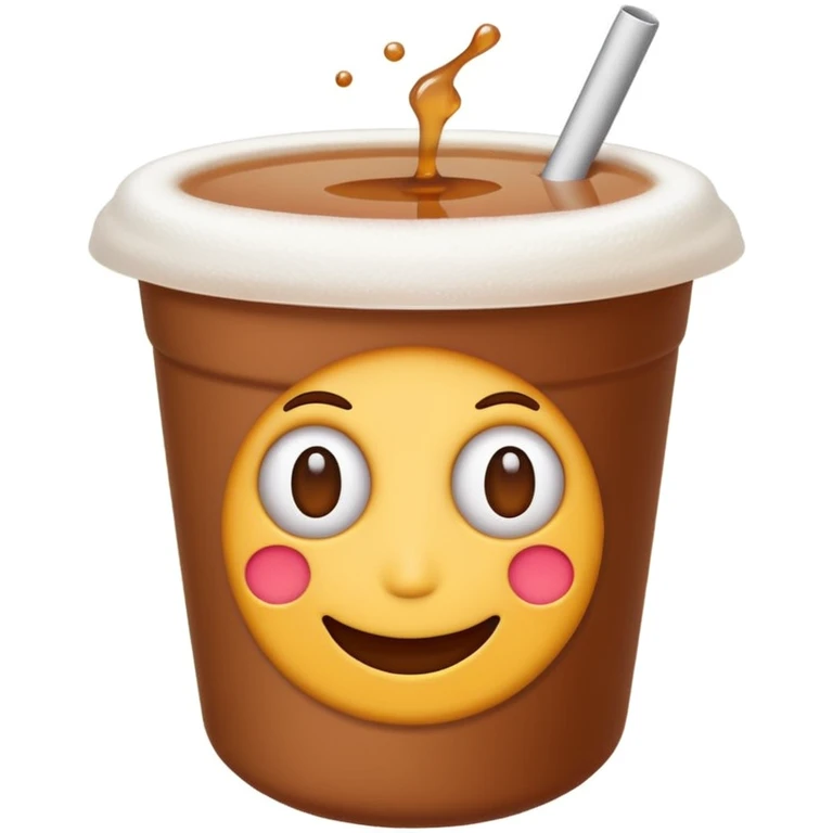 brown mate tea in a 500ml plastic cup, emoji style, no cup, white background emoji