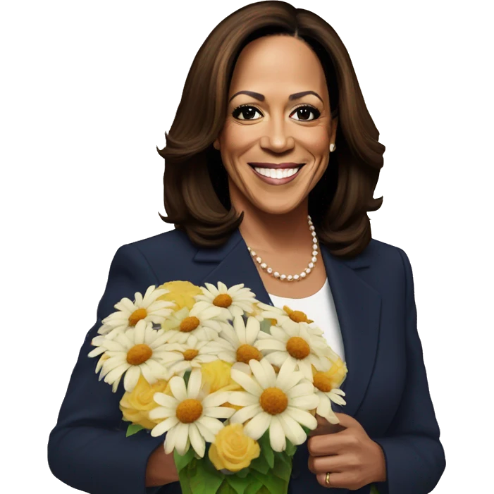 Kamala harris gives flowers to blonde woman emoji