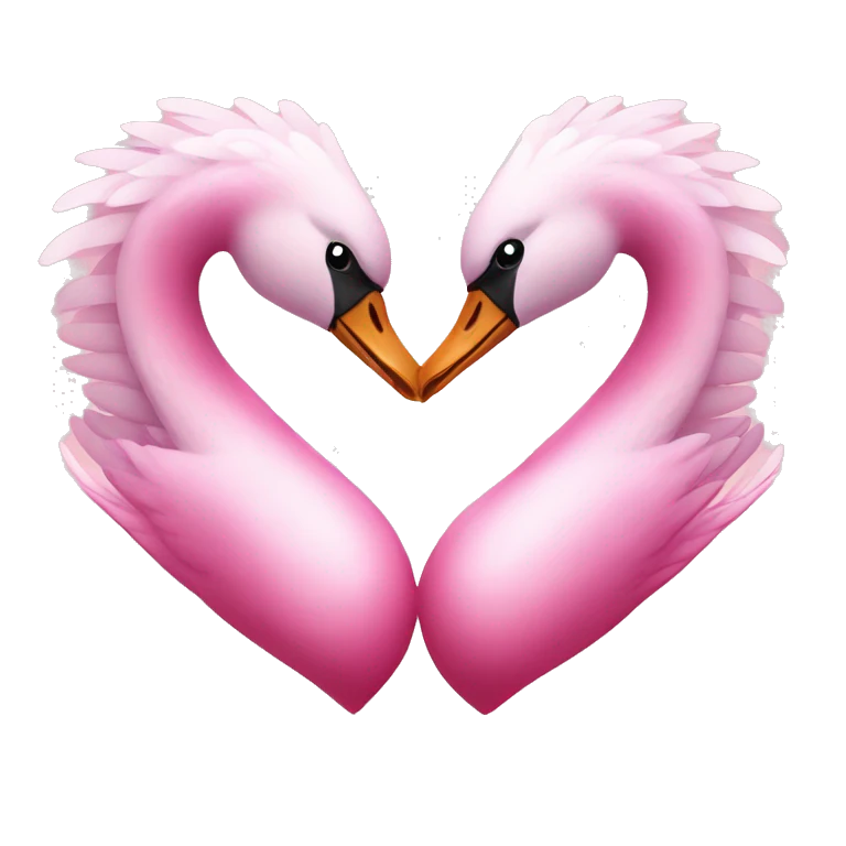 2 pink swans making a heart emoji