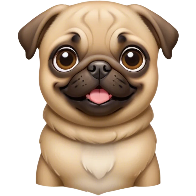 Cinematic Comical Fawn Pug Portrait Emoji, Head tilted dramatically with an exaggeratedly amused expression, featuring a glossy fawn coat with a smooth finish, wide, expressive dark eyes filled with playful disbelief, Simplified yet hilariously expressive features, highly detailed, glowing with a slightly sassy glow, high shine, dramatic yet playful, stylized with an air of cheeky mischief, bright and endearing, soft glowing outline, capturing the essence of a spirited and over-the-top companion, so meme-worthy it feels like it could side-eye its way into internet fame instantly! emoji