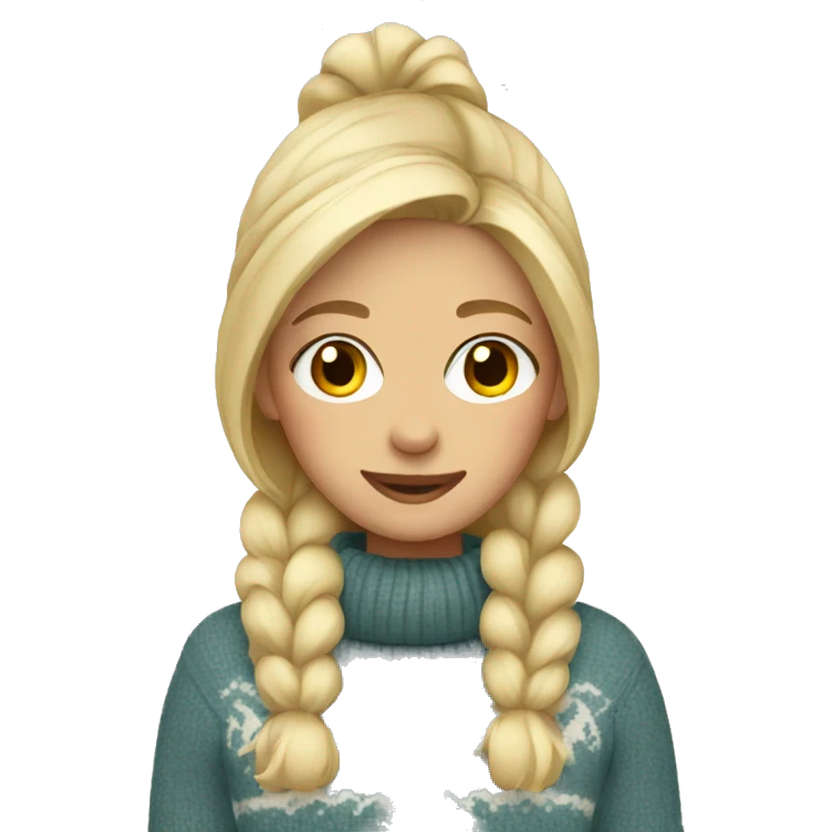 blonde girl in cozy sweater emoji