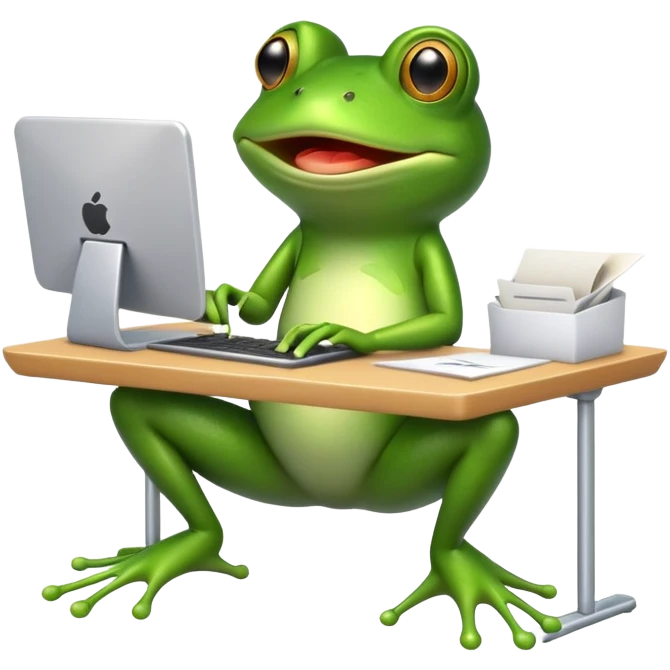 frog typing email emoji