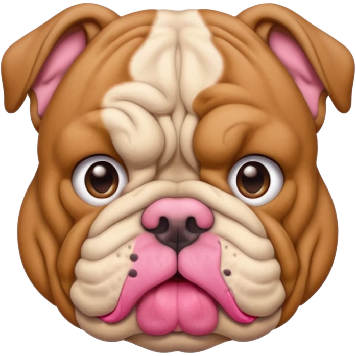 light brown bulldog facing forwards, head and shoulders emoji