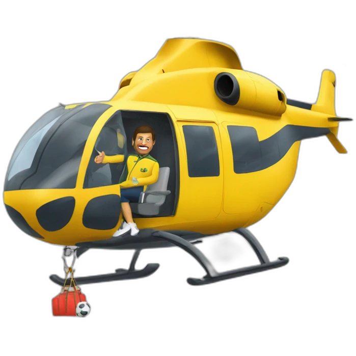 Brazilian coach called Pablo Marçal, flying inside a helicopter emoji