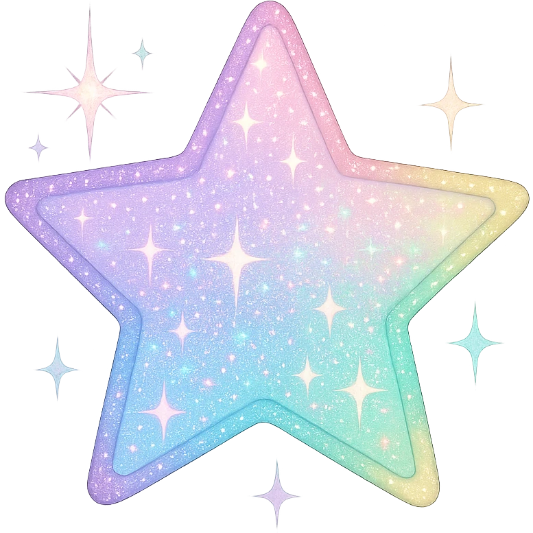 sparkling girly star, pastel and stylish emoji