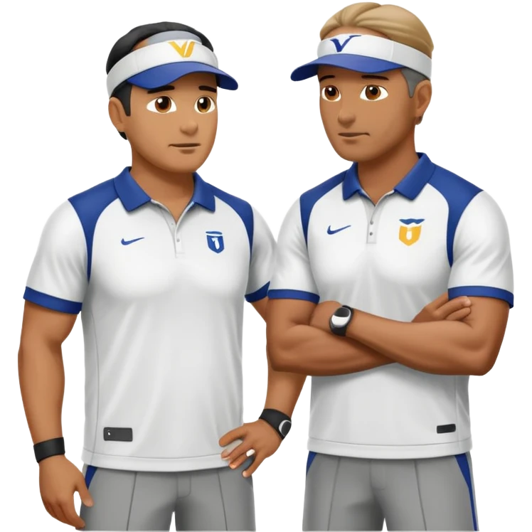 2 football coaches talking wearing visors and athletic clothing emoji