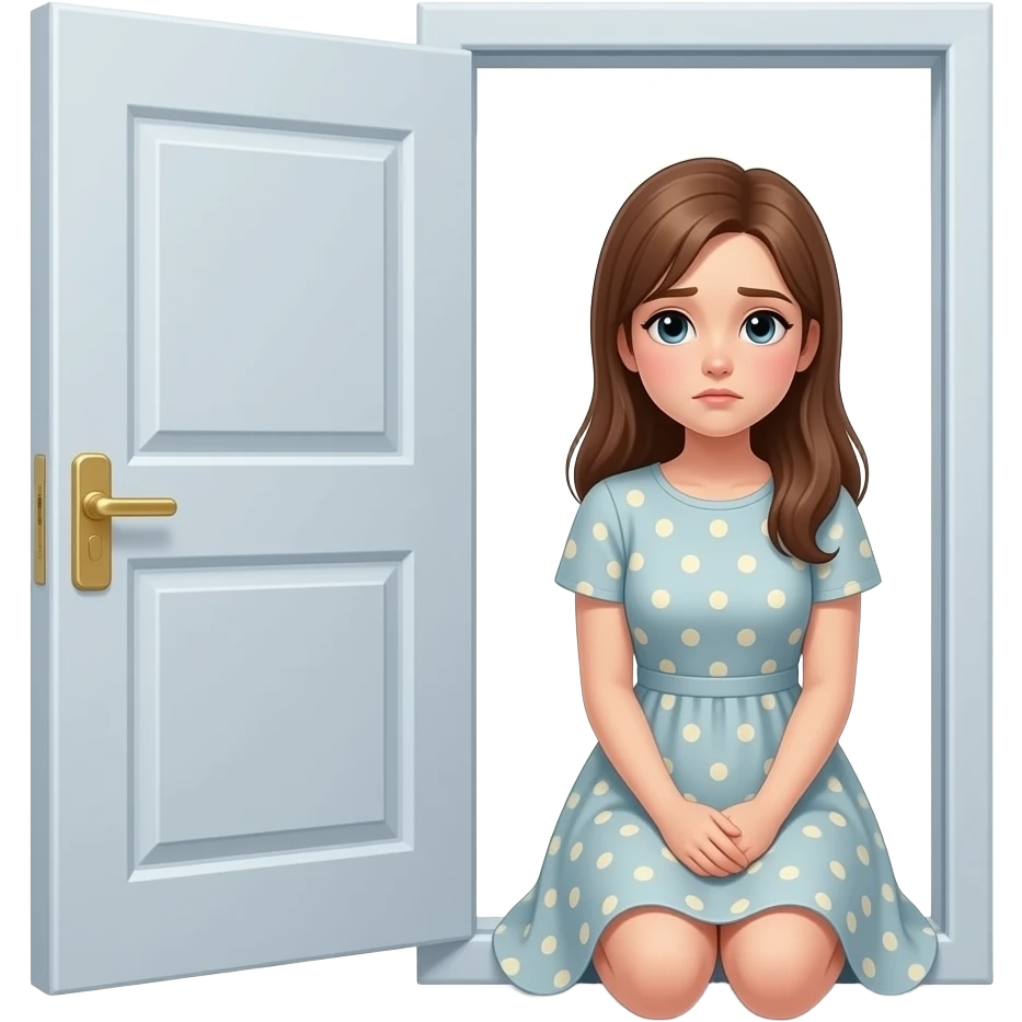 Girl sad sat behind closed door emoji