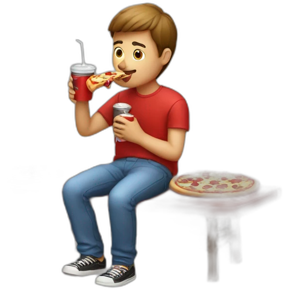  guy eating pizza and drinking coke emoji