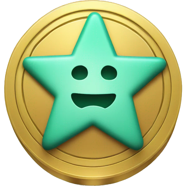 3D thick money coin icon, star in center emoji