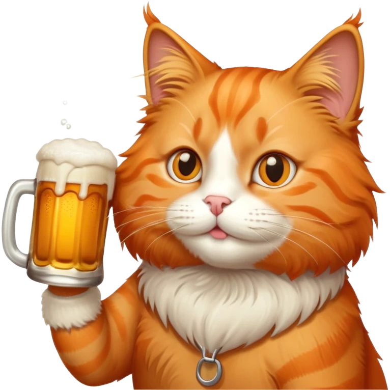 orange cat with beer emoji