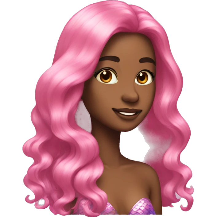 Iridescent mermaid long hair pink emoji