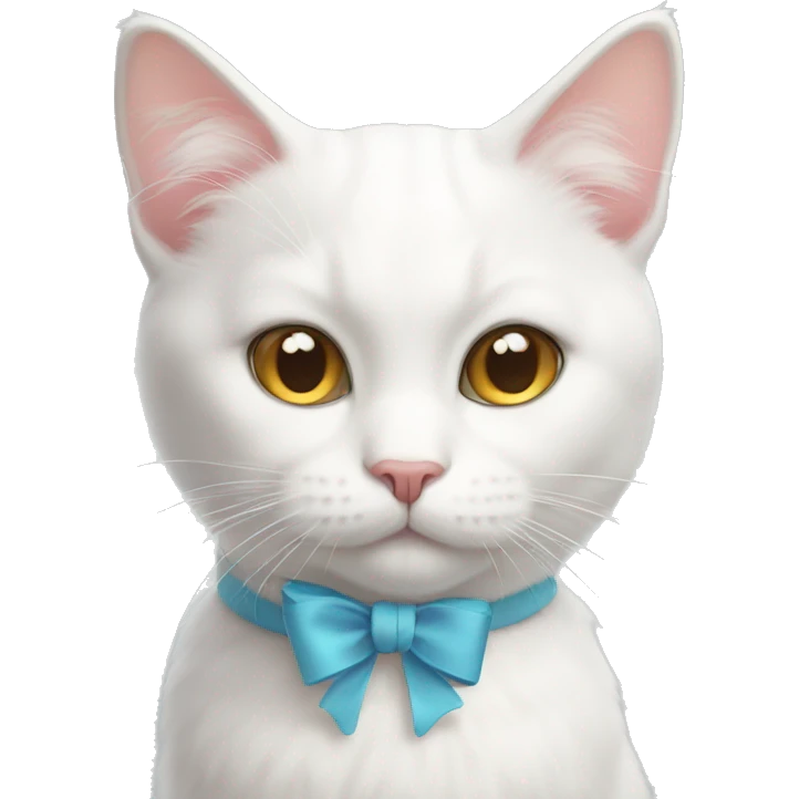 white cat with a bow emoji