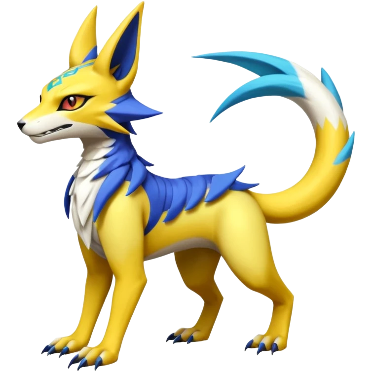 Tropical Exotic Short Legendary Epic Cool Colorful Renamon-Zeraora-Bastet-Latias-Vernid-Sergal-fusion-hybrid-creature emoji