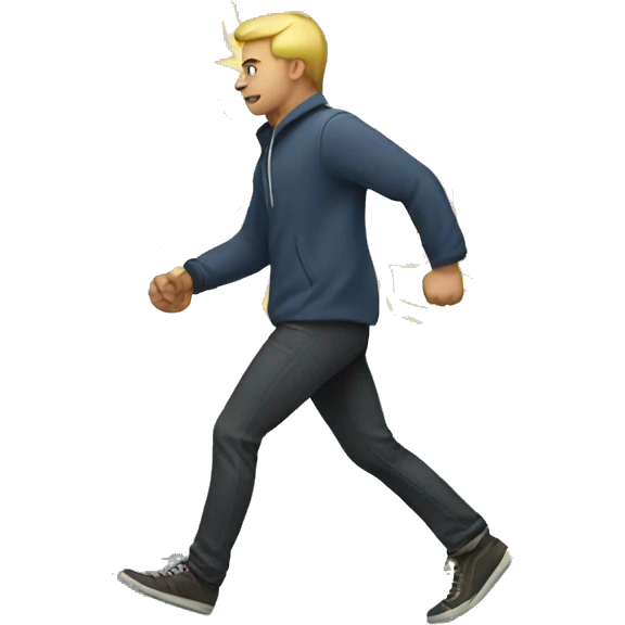 Man walking with lightning bolts emoji