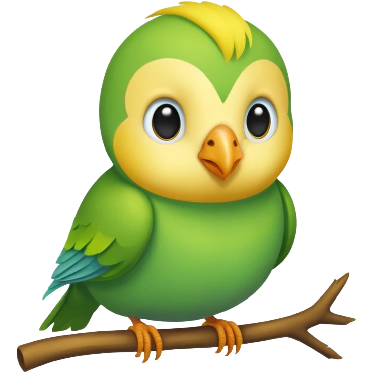 A love bird with just color green and his head yellow emoji