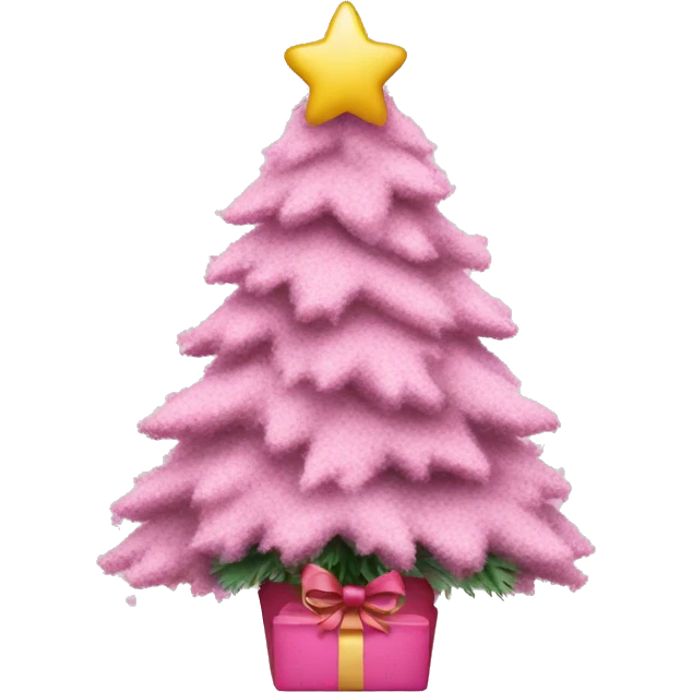 flocked christmas tree decorated in pink bows emoji
