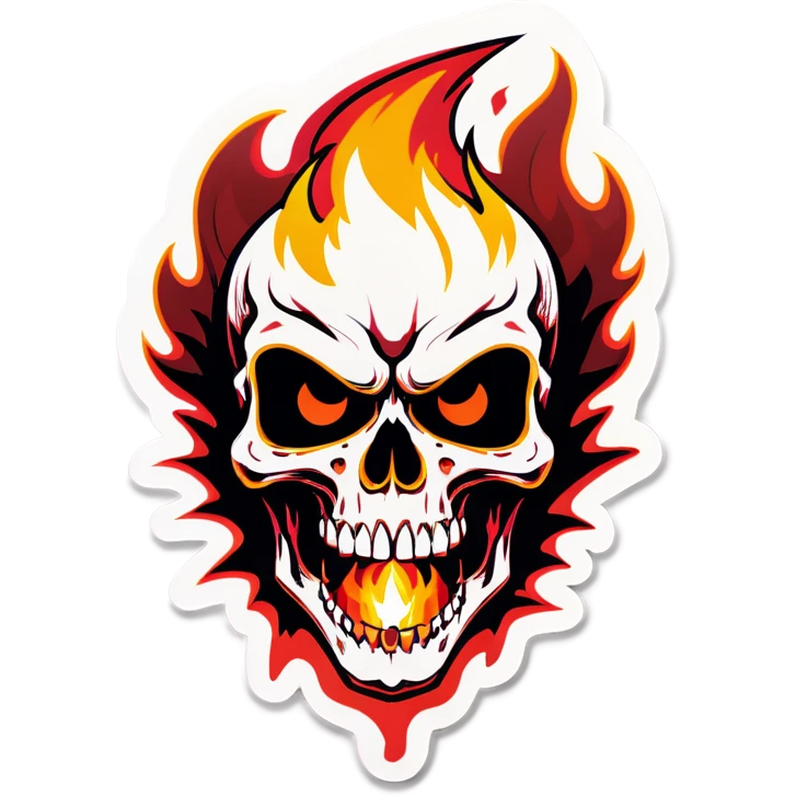 Scary cool skull with fire eyes emoji