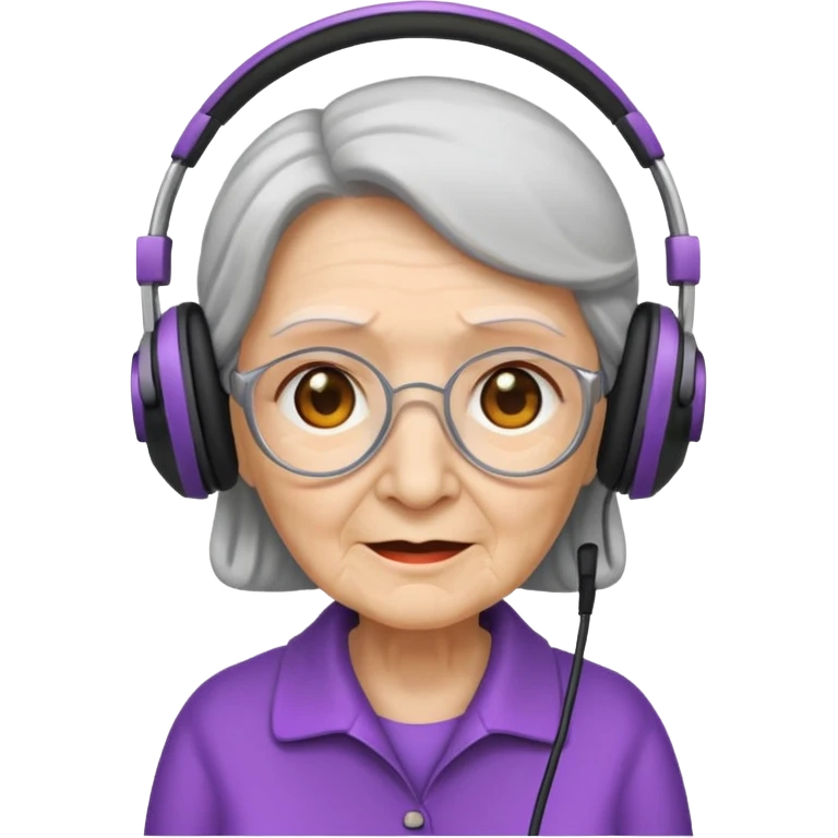 old women with headphones emoji