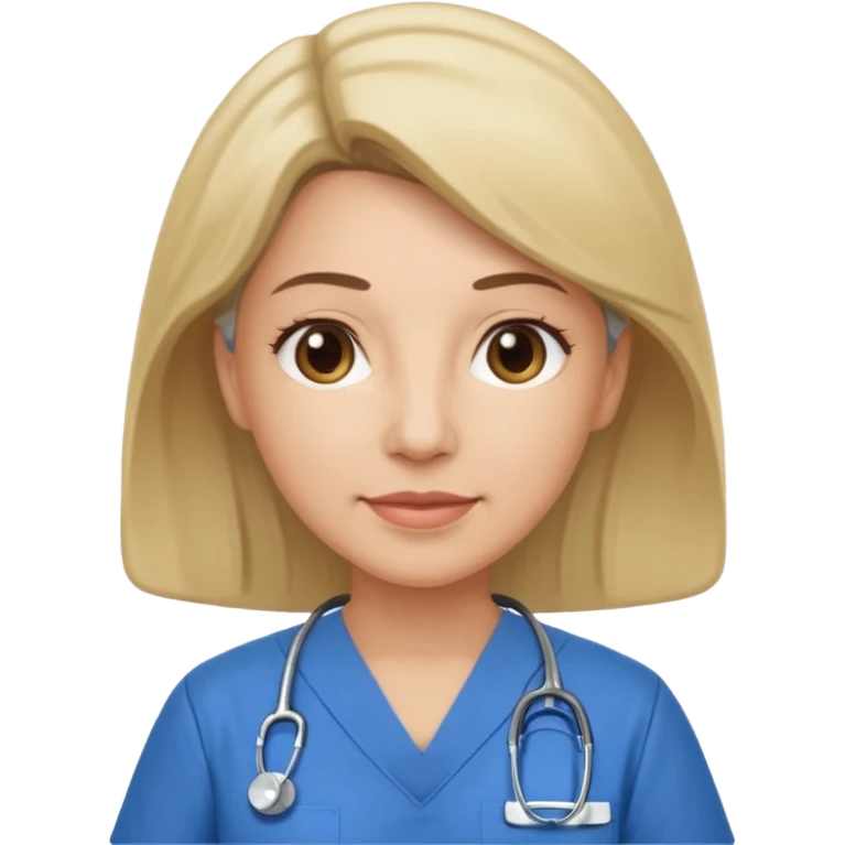 A middle aged female nurse wearing scrubs emoji