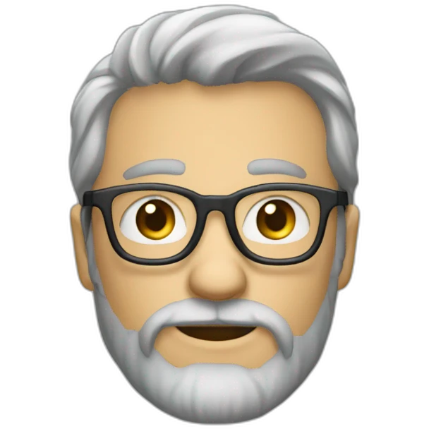 Thin full hair full Bearded professor thin glasses emoji