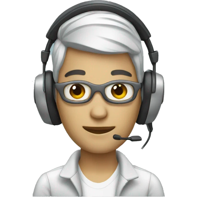 An AI with telemarketer headphones emoji