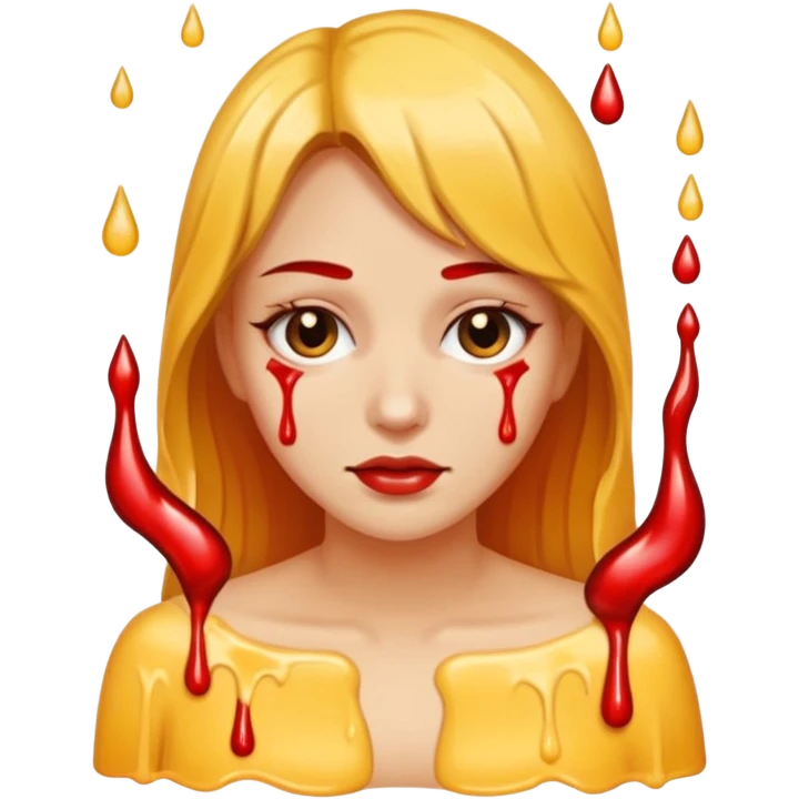 Woman dripping hot wax onto her own skin, controlled pain, ceremonial atmosphere emoji