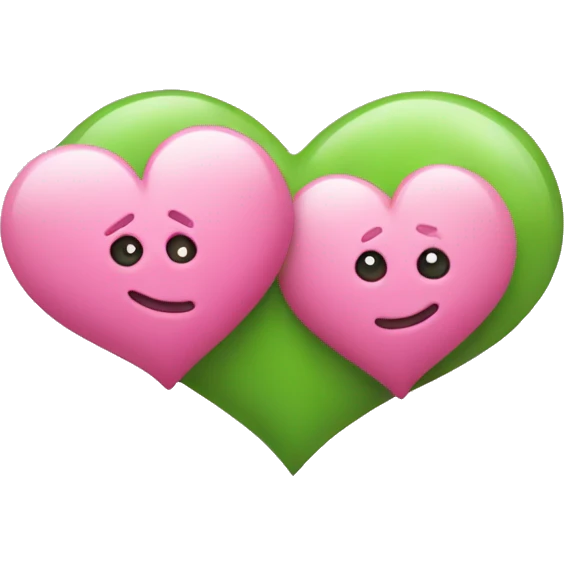 two hearts, where one is green and one is pink emoji