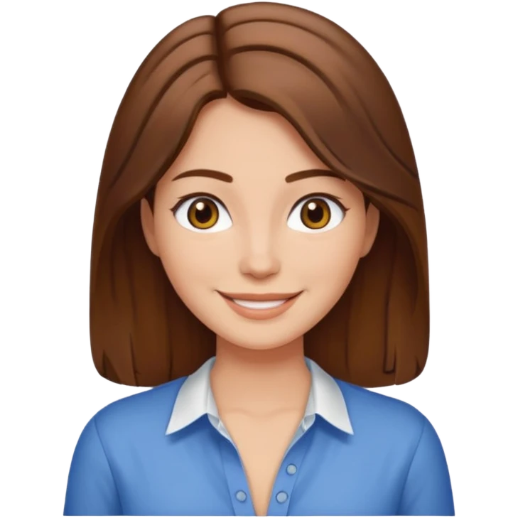 Woman with brown hair and middle part low cut shirt  emoji