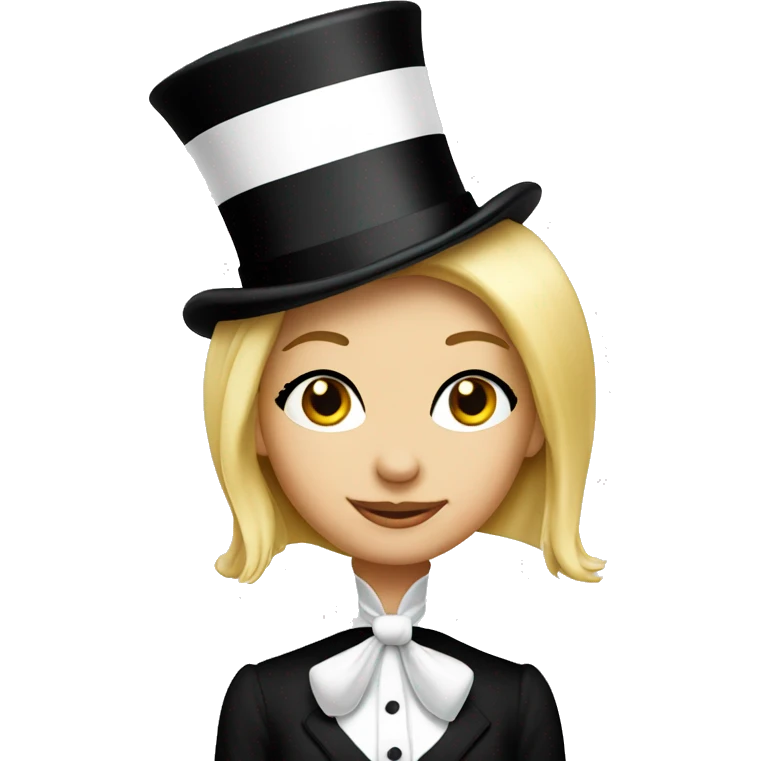 blonde girl monopoly with top hat emoji