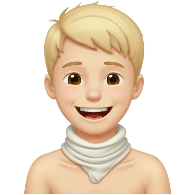Boy holding his neck with a dying expression but laughing  emoji