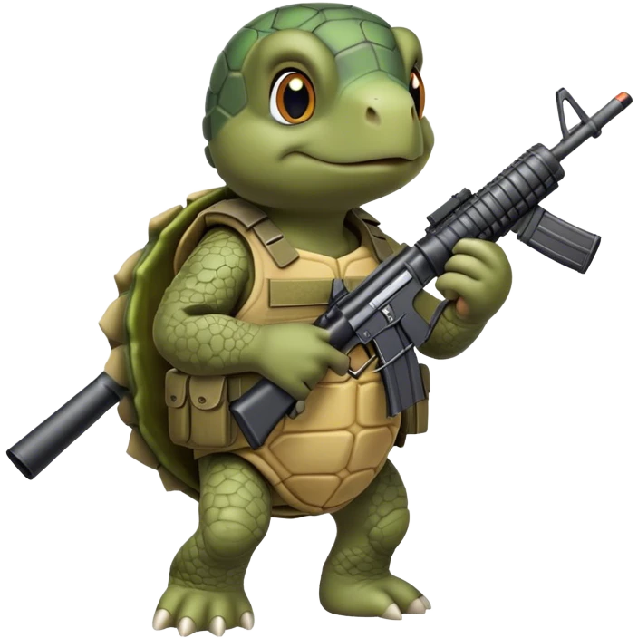 Turtle in army vest with m16 emoji