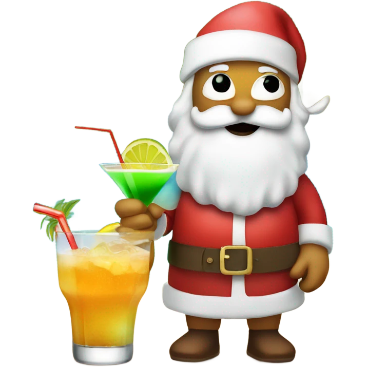 Santa with a cocktail at the beach  emoji