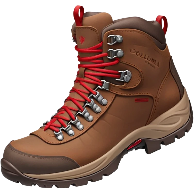 Columbia brown women's hiking boots with red laces emoji