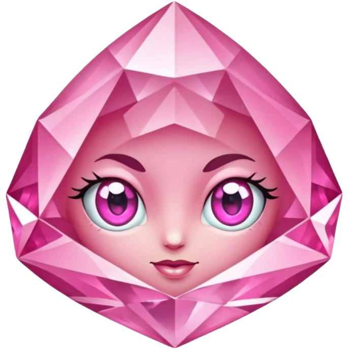 pink diamond with eyes, no face, shiny and beautiful emoji