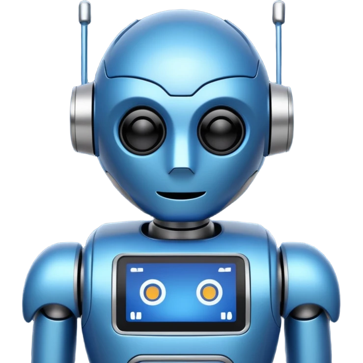 black friday robot with blue and metalic colours emoji