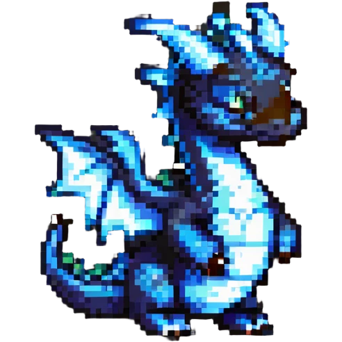 pixel art dragon with tiny wings, cute and expressive emoji