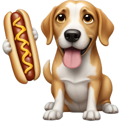 Dog with an hotdog emoji