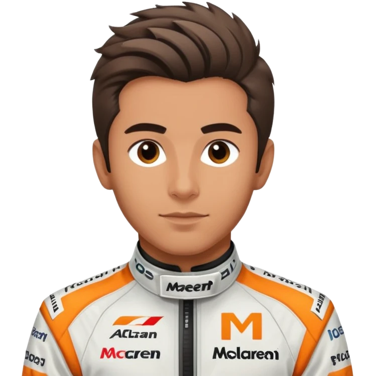oscar piastri in a mclaren racing suit and his signature hairstyle  emoji