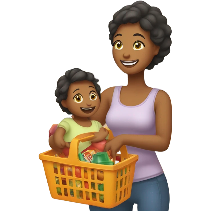 Woman and baby shopping emoji