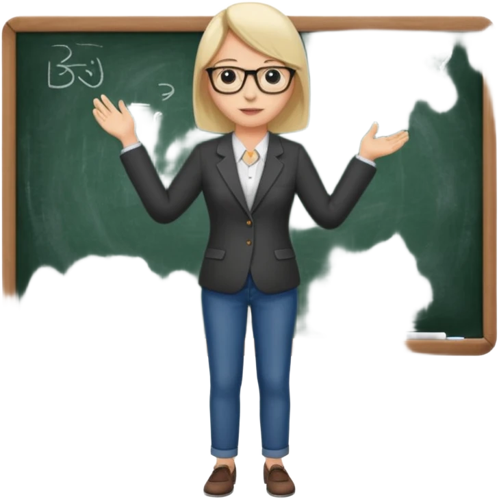 teacher  with a blackboard in the background, full body emoji