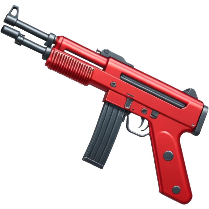 Red machine gun placed in vertical manner, totally red, no other part should be of any other colour, in 2D format emoji