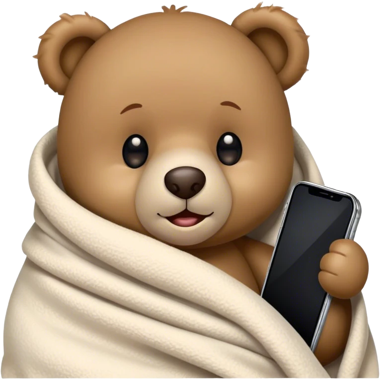 teddy bear cozy in blanket facetime call emoji