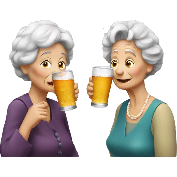 Two old ladies drinking  emoji