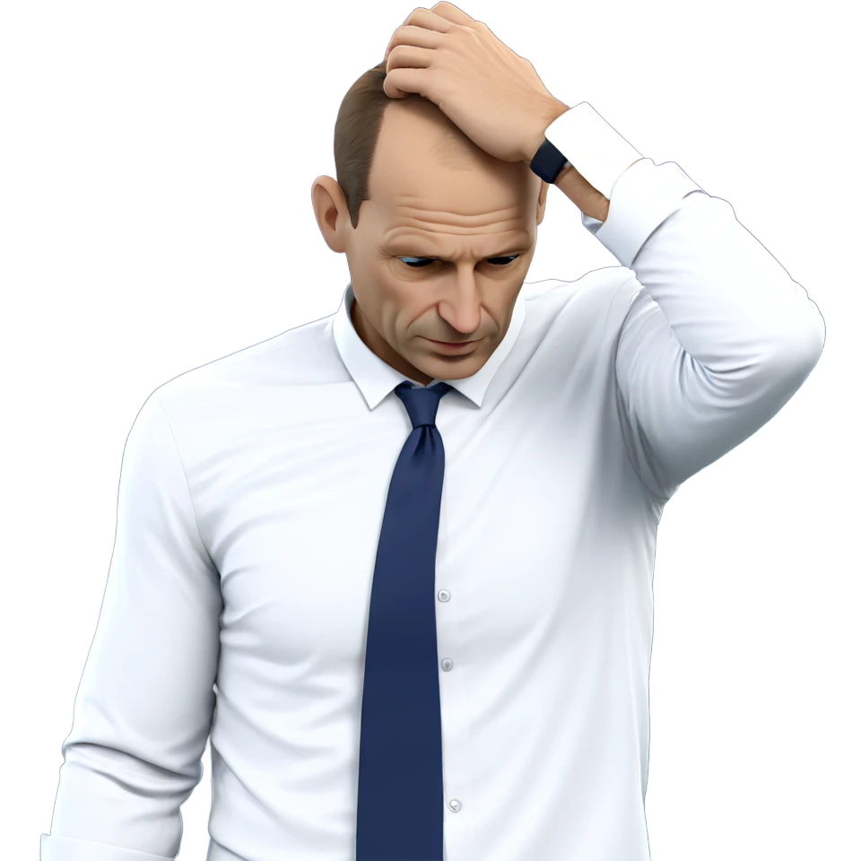 thoughtful pose in white shirt emoji