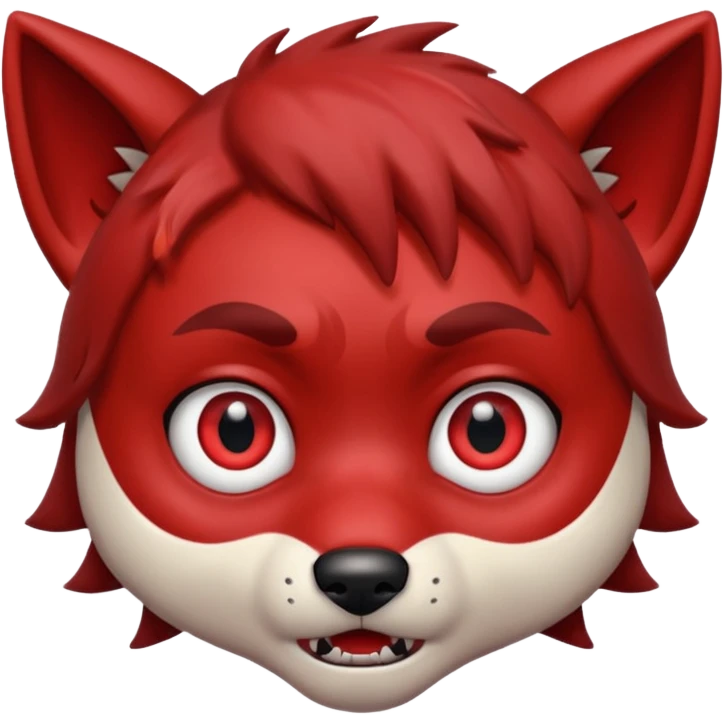 Wolf Boy Red Scared emoji