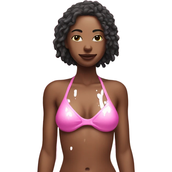 Woman wearing pink bikini with dripping white paint  emoji