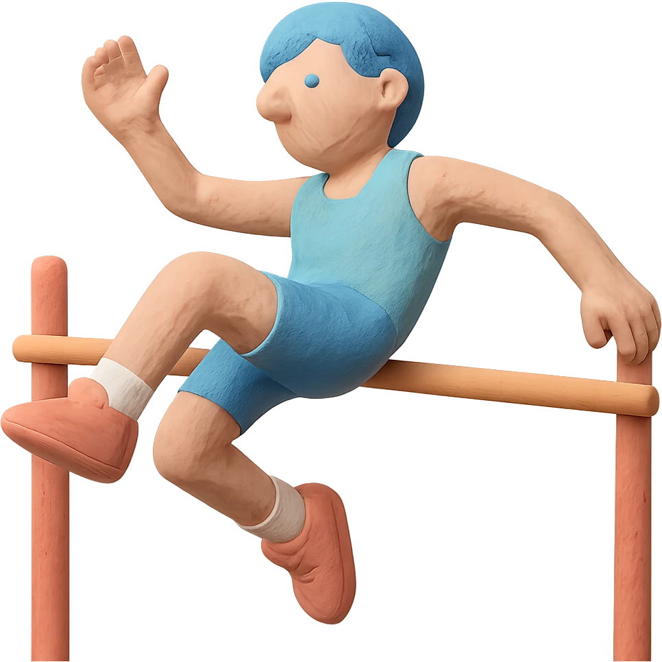 claymation style high jump athlete with pastel colors emoji