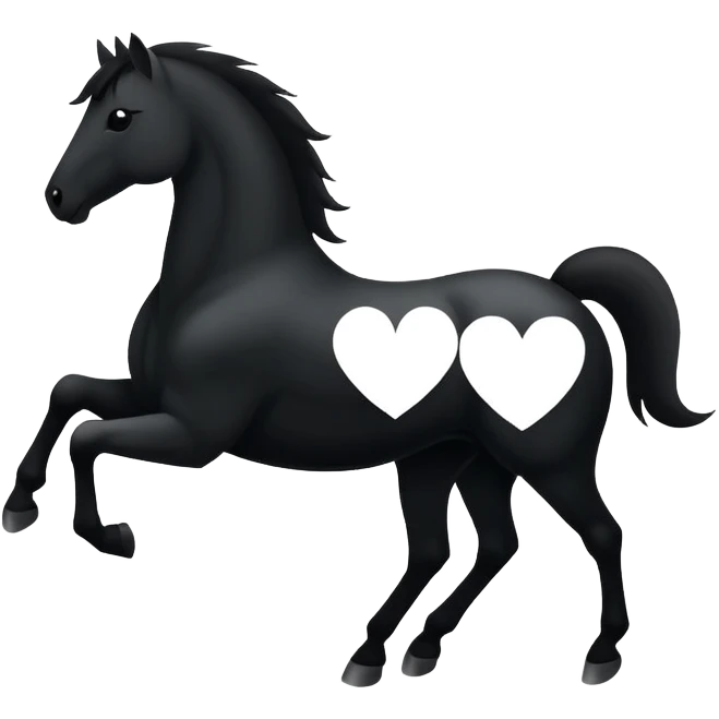 Schwarz weiß Pferd mit Herz im hintergrund emoji